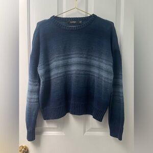 L Lauren By Ralph Lauren Blue Gradient Knit Sweater